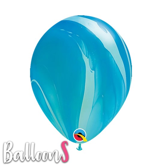 91538 12" Qualatex SuperAgate® Blue Latex Balloon