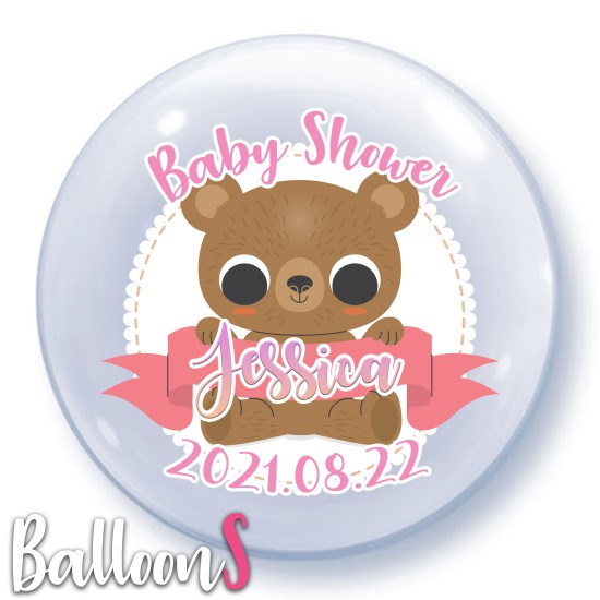 B03A Bear Baby Girl Bubble Balloon