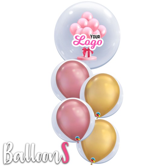 LB02B Logo Bubble Balloon Bouquet B (Floating around 2-3 weeks)