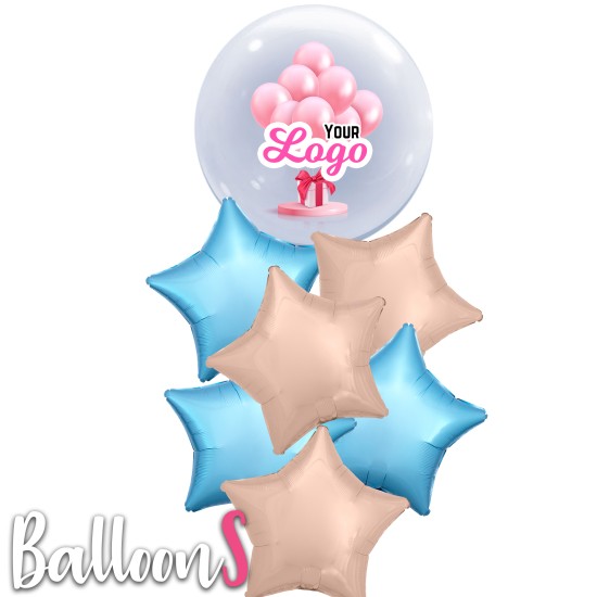 LB02C Logo Bubble Balloon Bouquet C (Floating around 3 weeks)