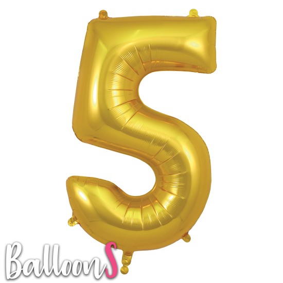 GN05   34" Gold Number Balloon 5