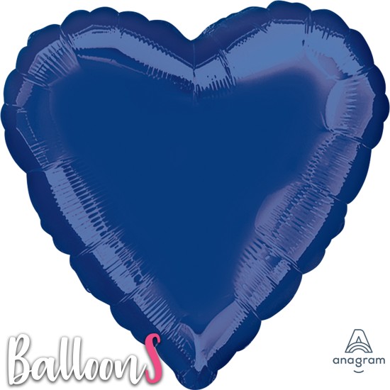 25275 18" Anagram Navy Blue Foil Heart Balloon