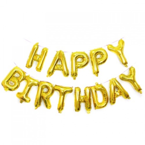 14GLHBD   14" Gold Letter Happy Birthday Balloon